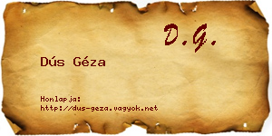 Dús Géza névjegykártya